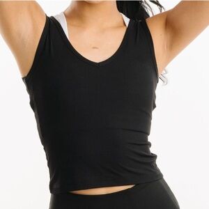 ZYIA Active Criss Cross Back Cropped Black Tank Top Women’s S